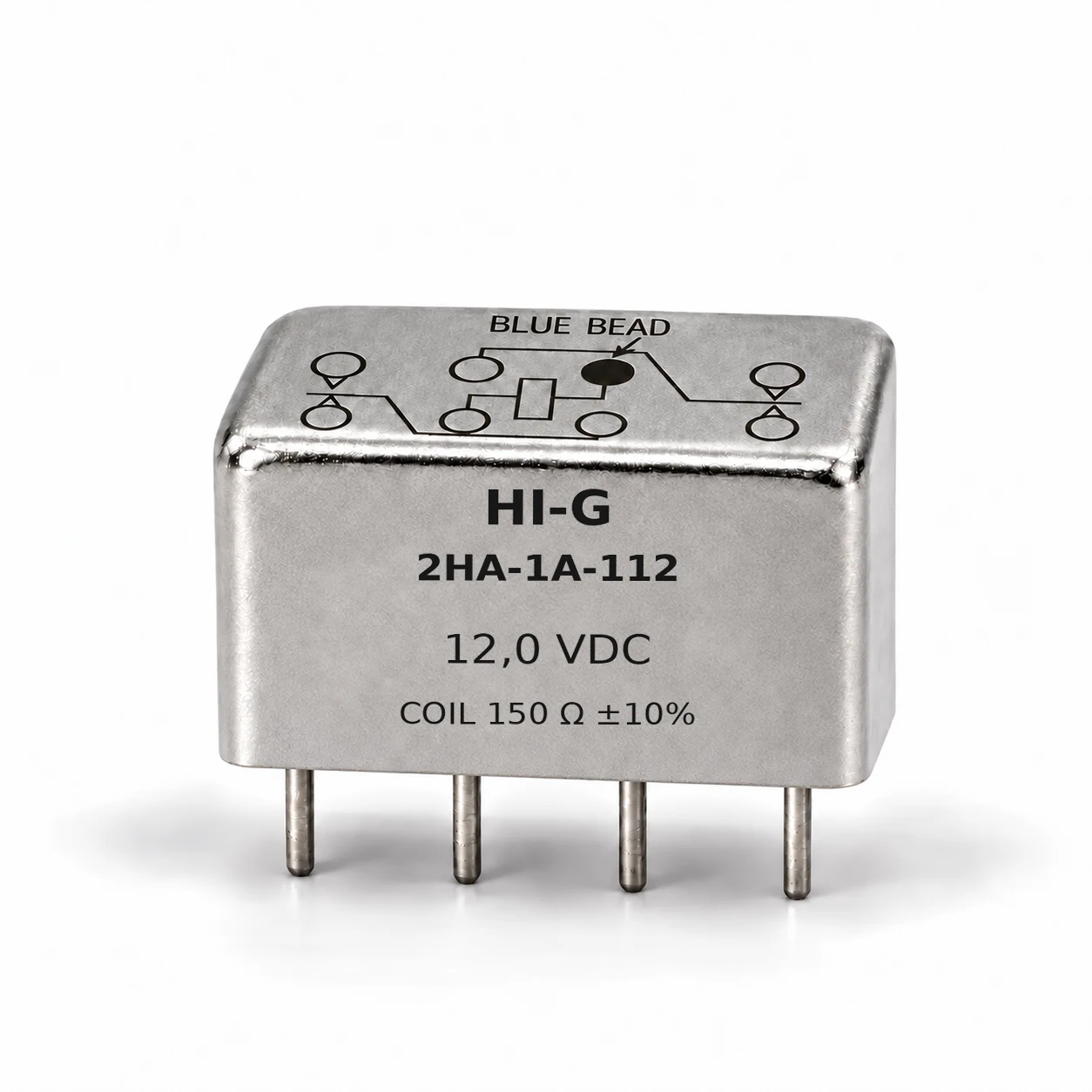 2HA-1A-112 — HI-G 2HA relay, 12 Vdc, 150 Ω; illustrative family image, see datasheet for terminal and mounting details