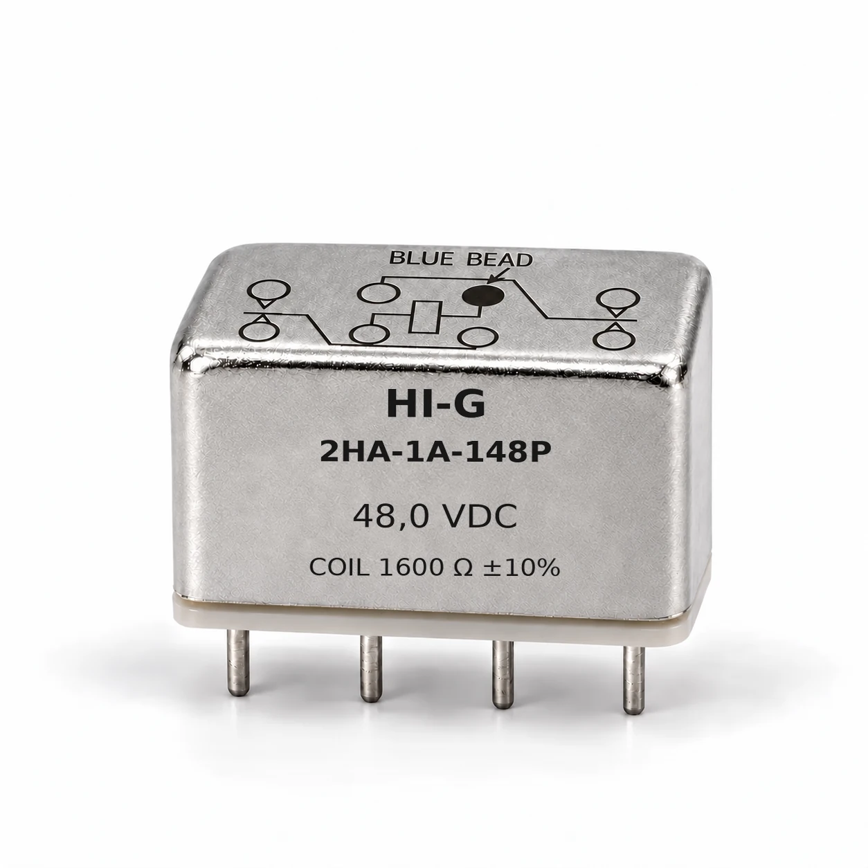 2HA-1A-148P — HI-G 2HA relay, 48 Vdc, 1600 Ω; illustrative family image, see datasheet for terminal and mounting details