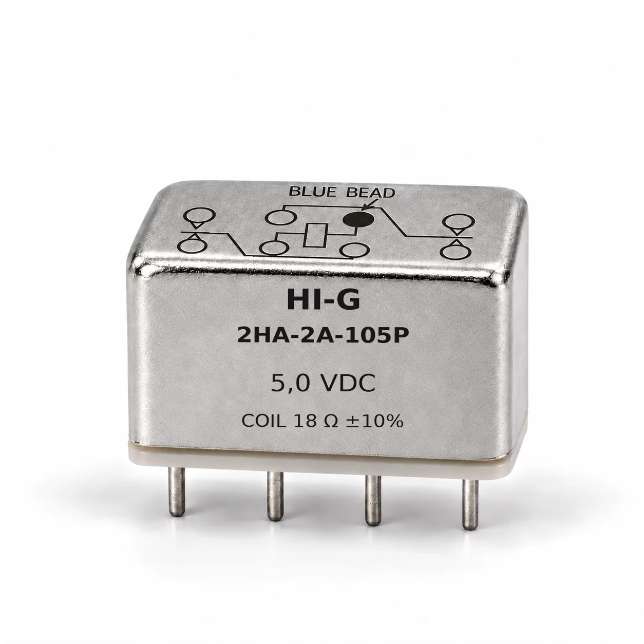 2HA-2A-105P — HI-G 2HA relay, 5 Vdc, 18 Ω; illustrative family image, see datasheet for terminal and mounting details