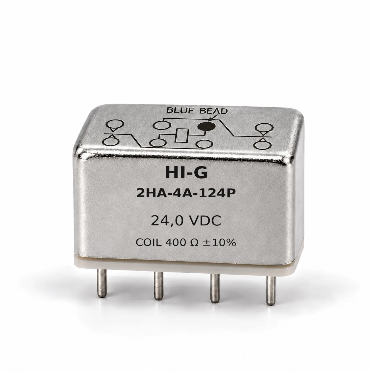 2HA-4A-124P — HI-G 2HA relay, 24 Vdc, 400 Ω; illustrative family image, see datasheet for terminal and mounting details