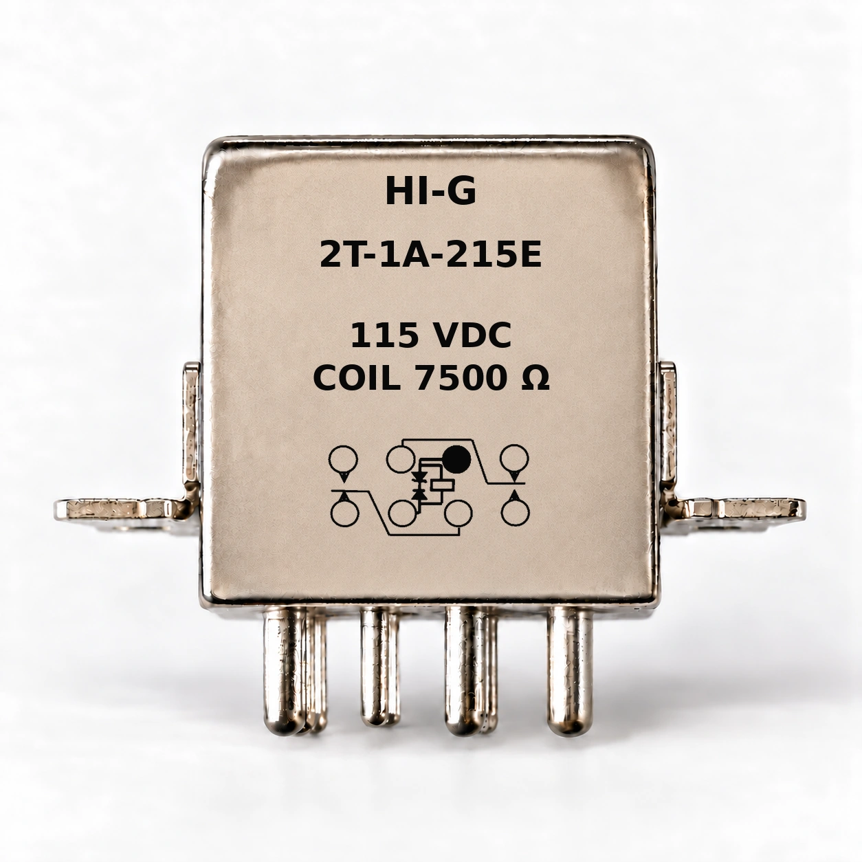 2T-1A-215E — HI-G relay with 115 Vdc, 7500 Ω coil and suppressor schematic