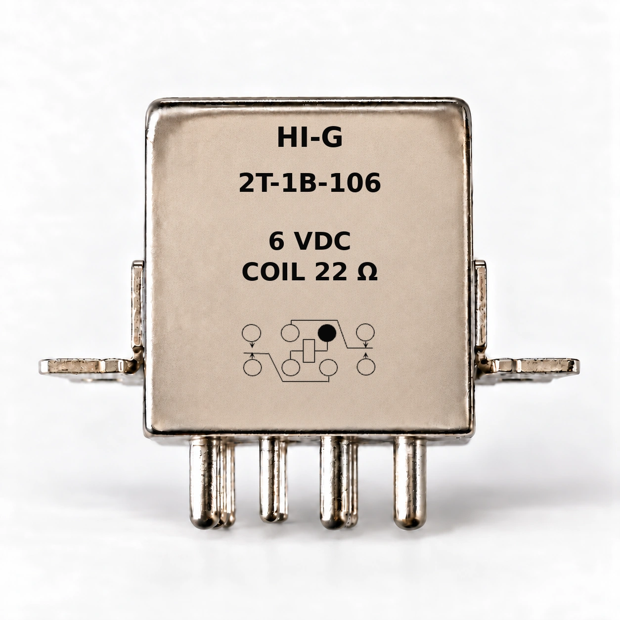 2T-1B-106 — HI-G relay with 6 Vdc, 22 Ω coil and standard schematic