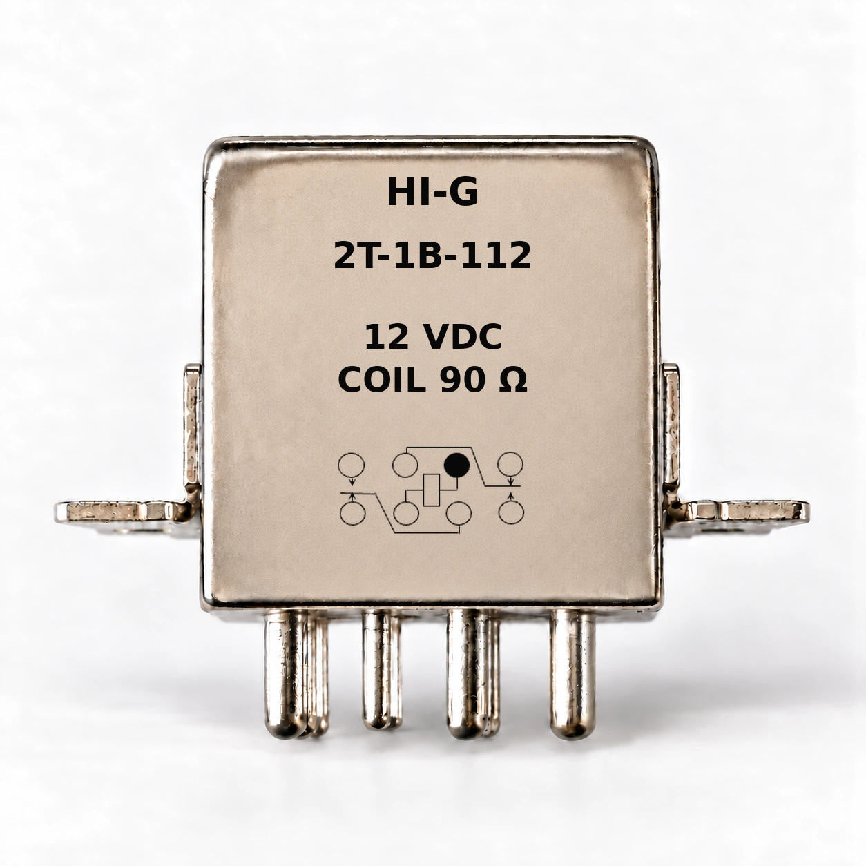 2T-1B-112 — HI-G relay with 12 Vdc, 90 Ω coil and standard schematic