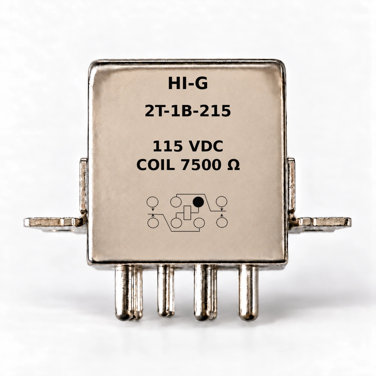 2T-1B-215 — HI-G relay with 115 Vdc, 7500 Ω coil and standard schematic