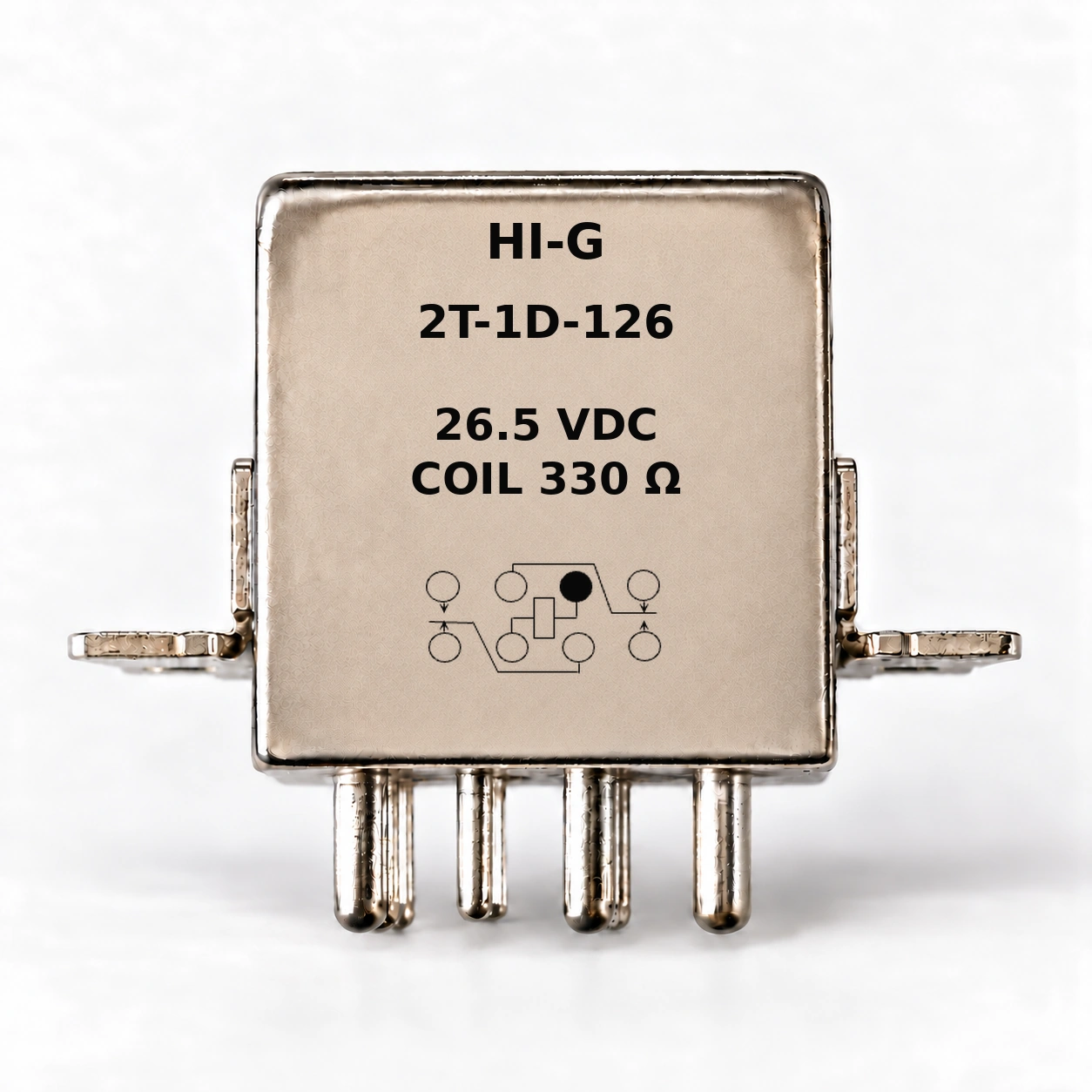 2T-1D-126 — HI-G relay with 26.5 Vdc, 330 Ω coil and standard schematic