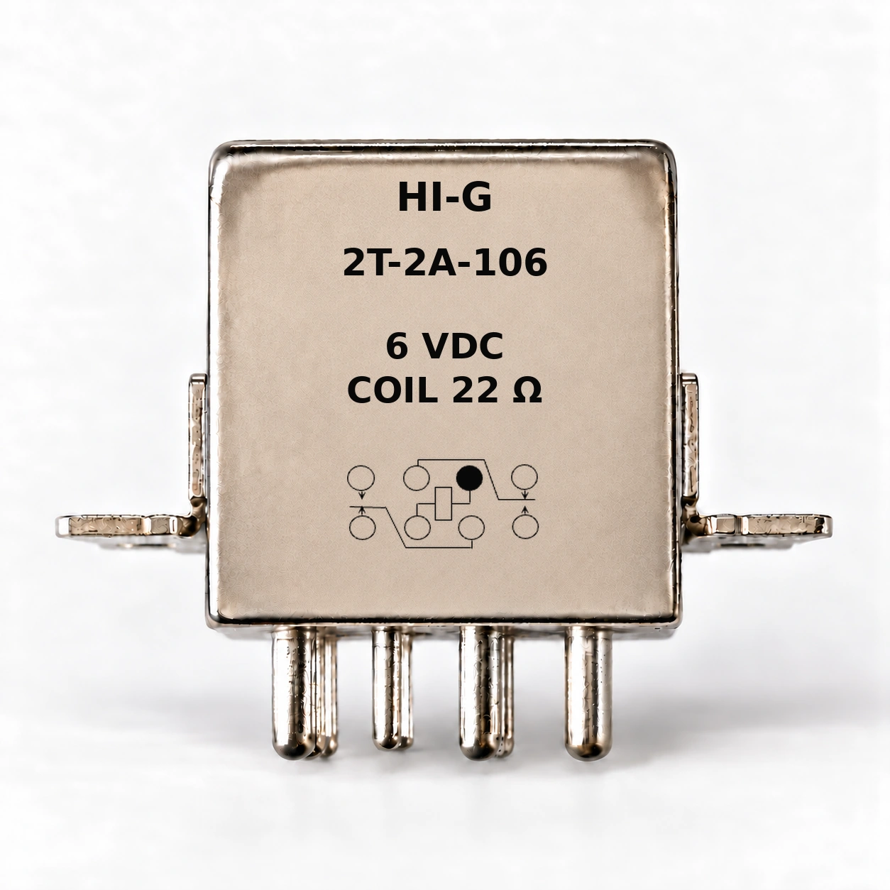 2T-2A-106 — HI-G relay with 6 Vdc, 22 Ω coil and standard schematic