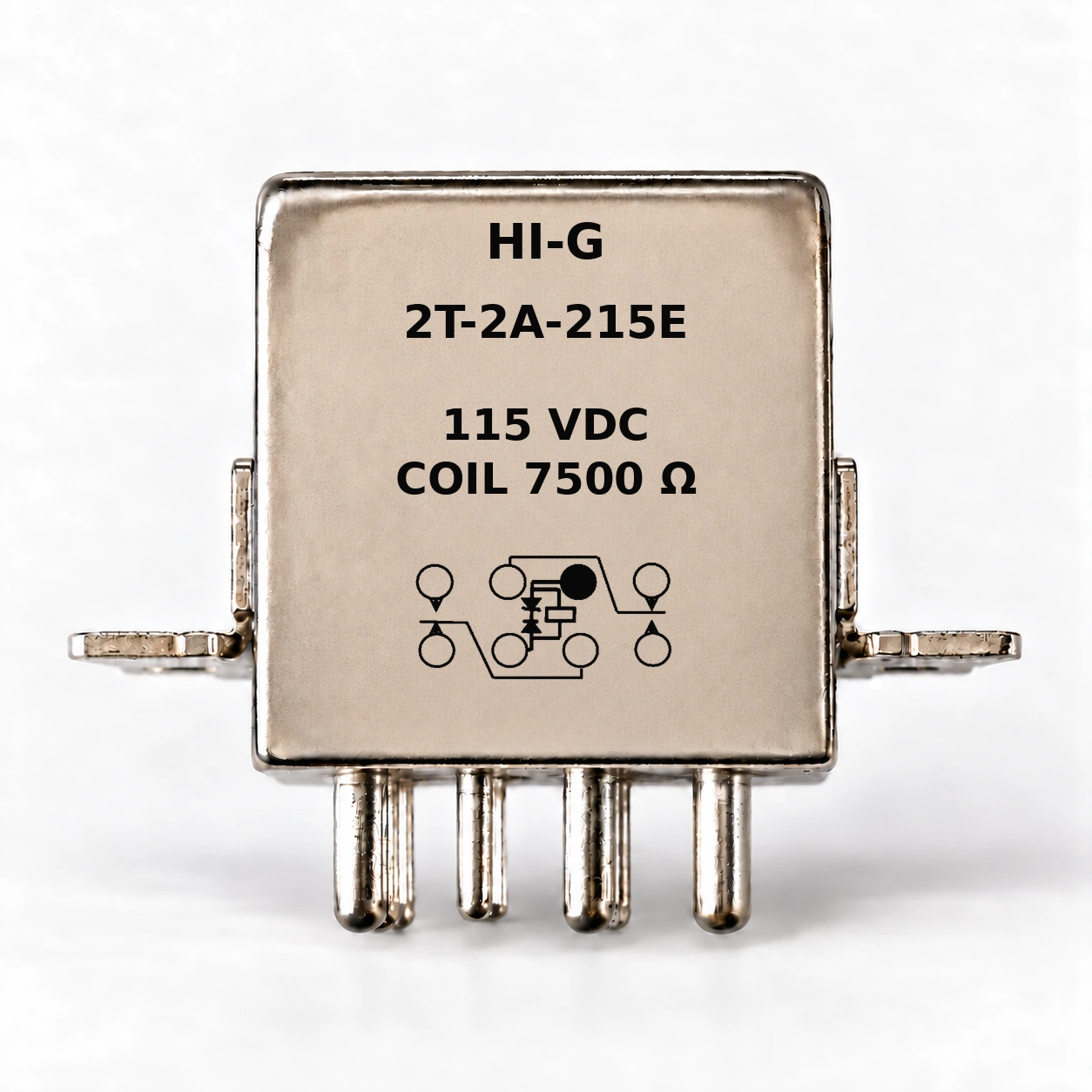 2T-2A-215E — HI-G relay with 115 Vdc, 7500 Ω coil and suppressor schematic