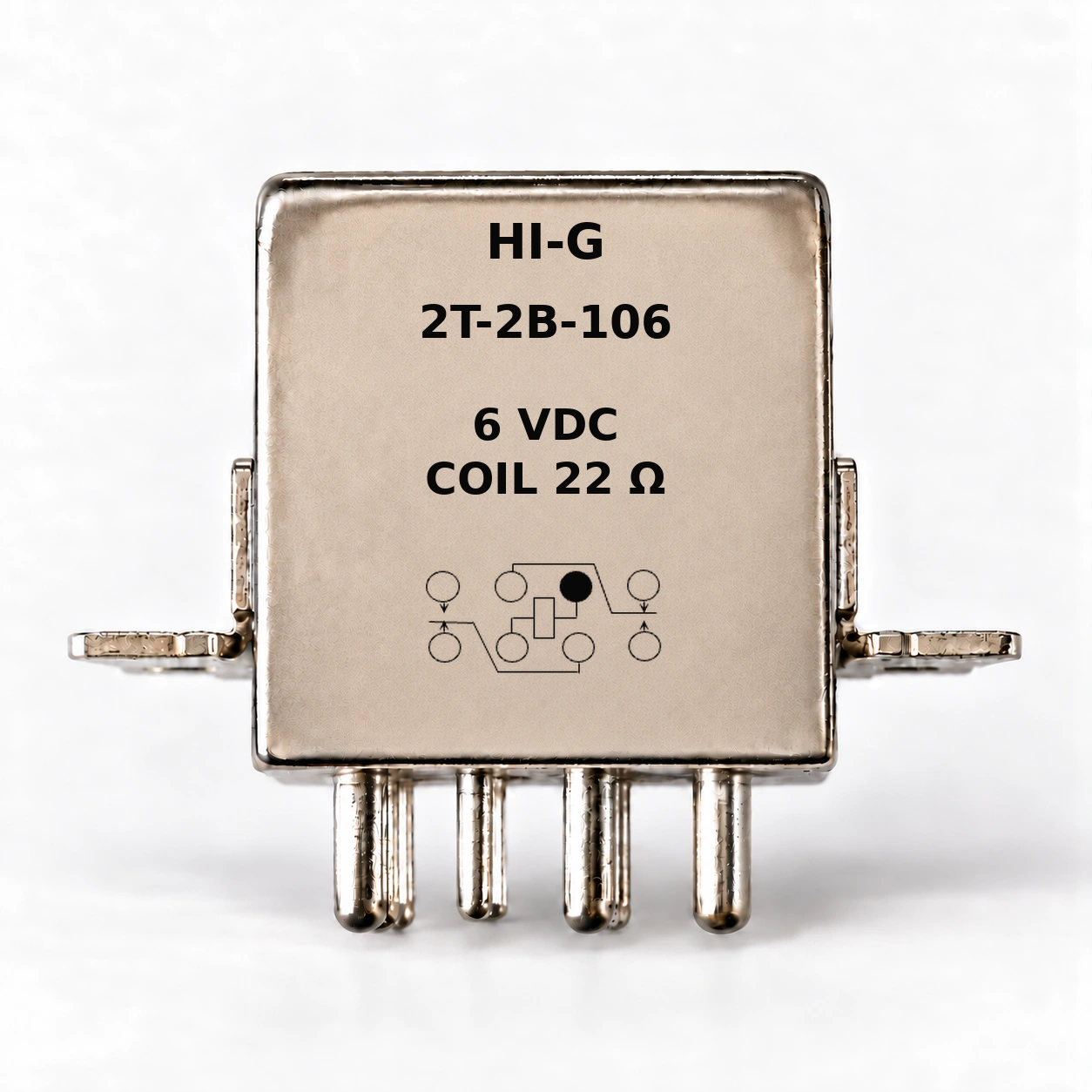 2T-2B-106 — HI-G relay with 6 Vdc, 22 Ω coil and standard schematic