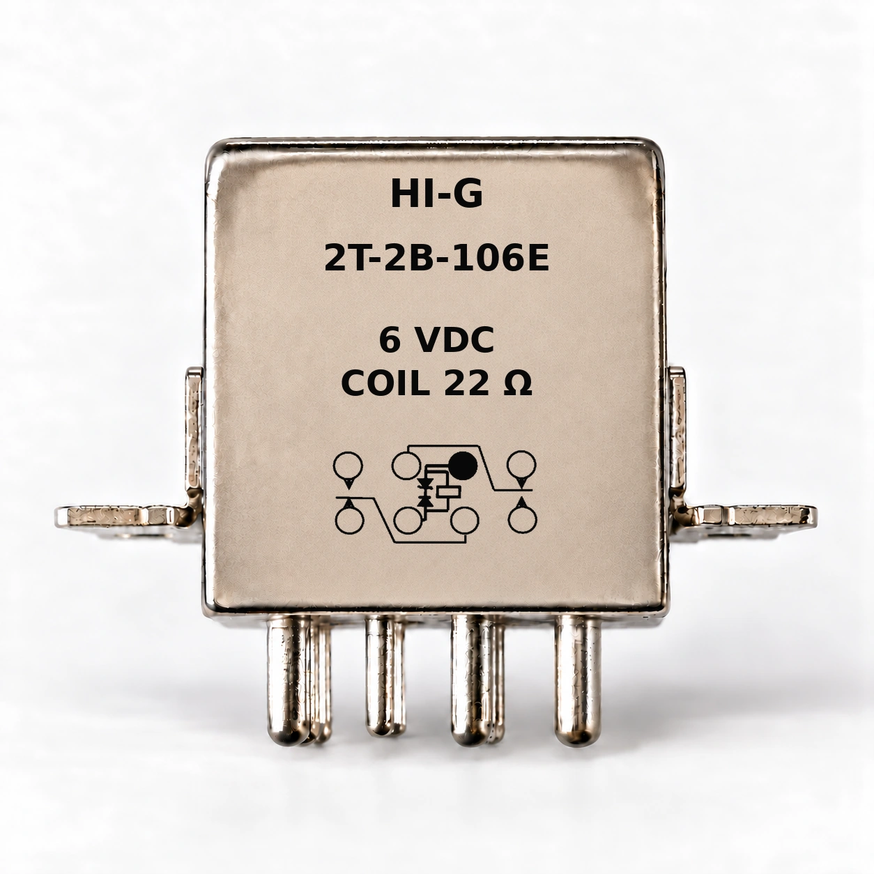 2T-2B-106E — HI-G relay with 6 Vdc, 22 Ω coil and suppressor schematic
