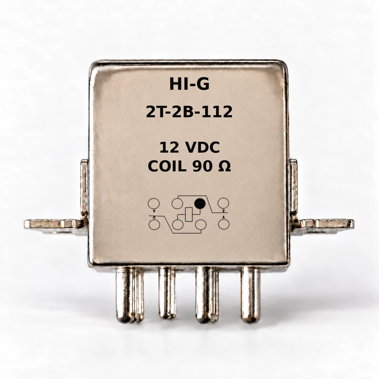 2T-2B-112 — HI-G relay with 12 Vdc, 90 Ω coil and standard schematic