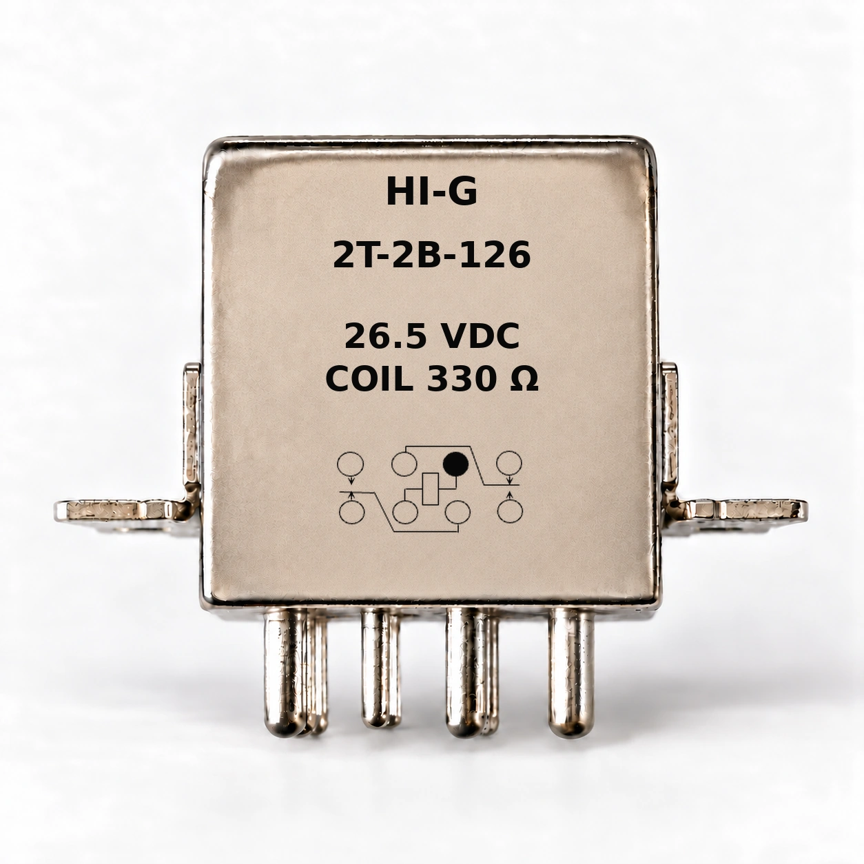 2T-2B-126 — HI-G relay with 26.5 Vdc, 330 Ω coil and standard schematic