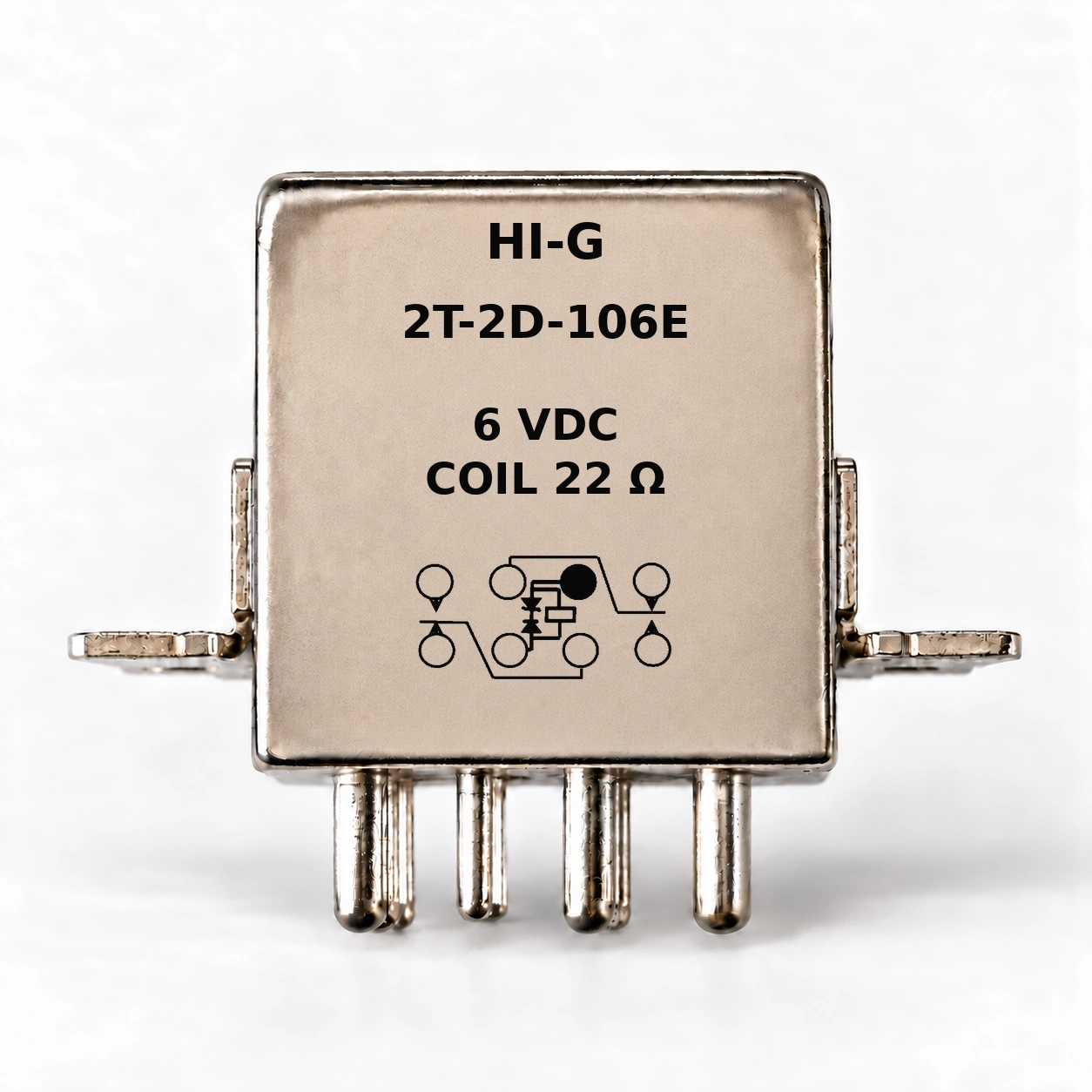 2T-2D-106E — HI-G relay with 6 Vdc, 22 Ω coil and suppressor schematic