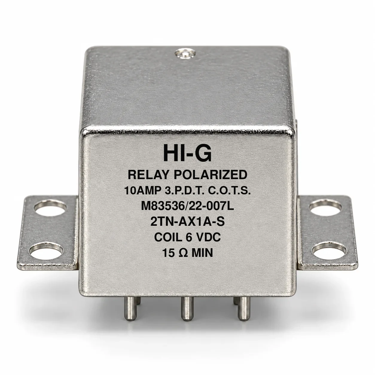 2TN-AX1A-S — M83536/22-007L; 2TN relay with 6 Vdc coil, solder pins and horizontal flange
