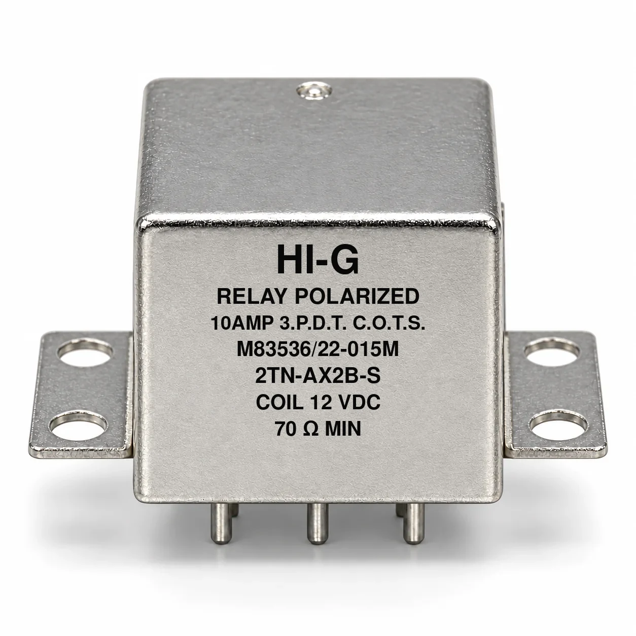 2TN-AX2B-S — M83536/22-015M; 2TN relay with 12 Vdc coil, solder pins and horizontal flange
