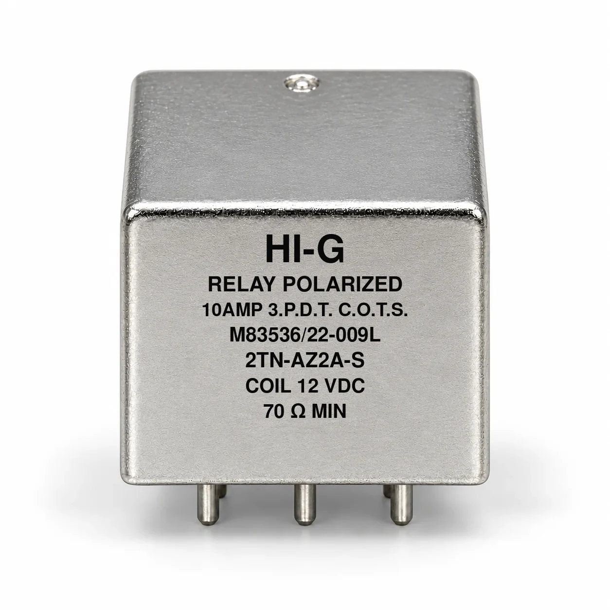 2TN-AZ2A-S — M83536/22-009L; 2TN relay with 12 Vdc coil, solder pins and no mounting flange