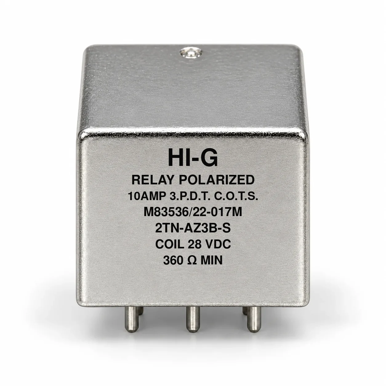 2TN-AZ3B-S — M83536/22-017M; 2TN relay with 28 Vdc coil, solder pins and no mounting flange