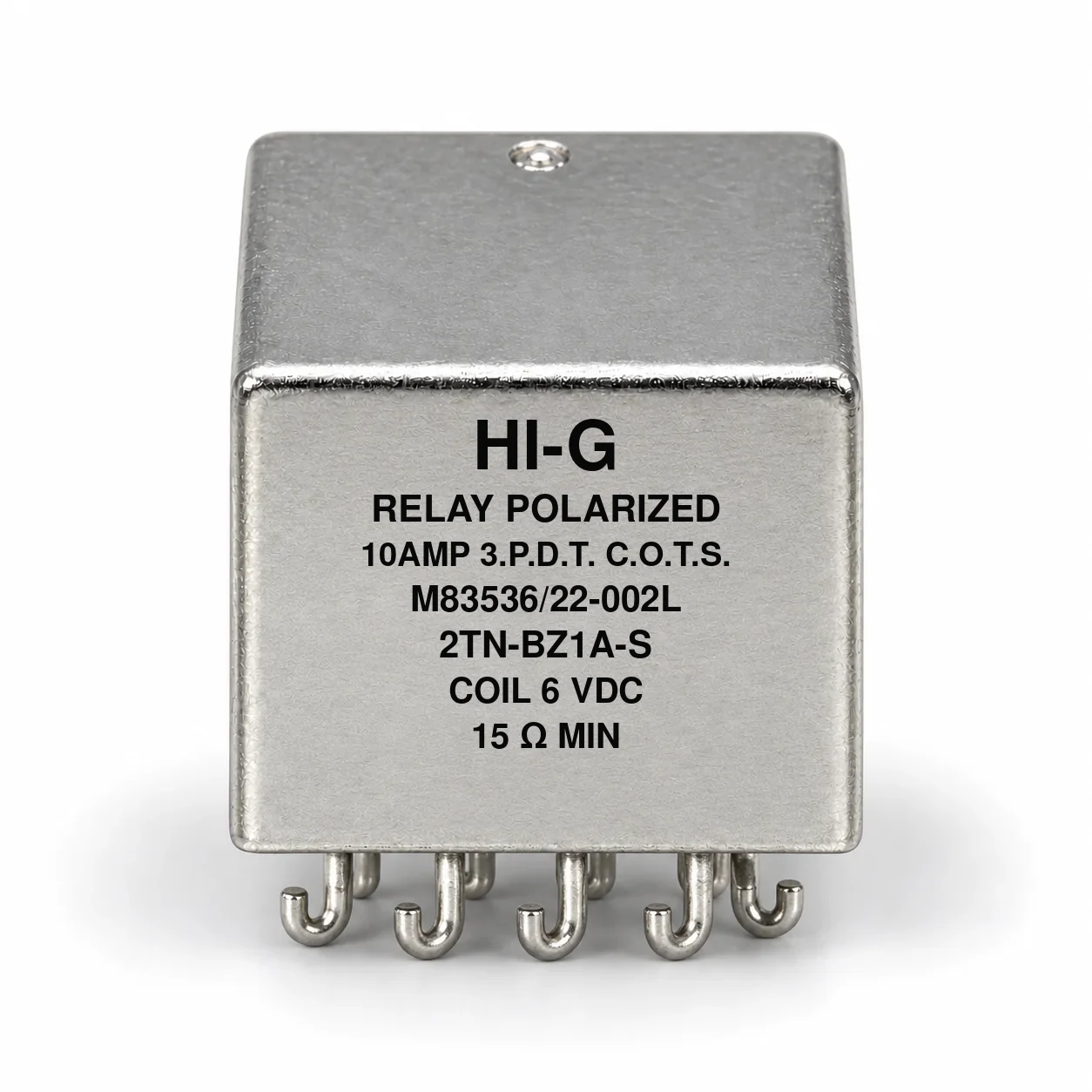 2TN-BZ1A-S — M83536/22-002L; 2TN relay with 6 Vdc coil, solder hooks and no mounting flange