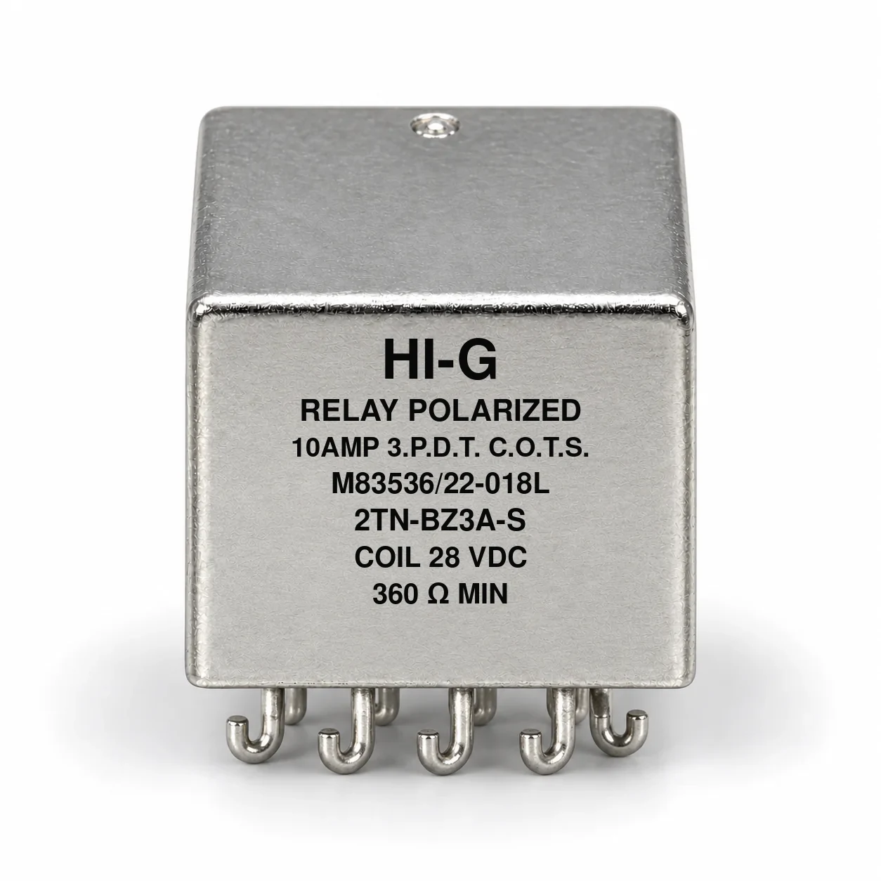 2TN-BZ3A-S — M83536/22-018L; 2TN relay with 28 Vdc coil, solder hooks and no mounting flange
